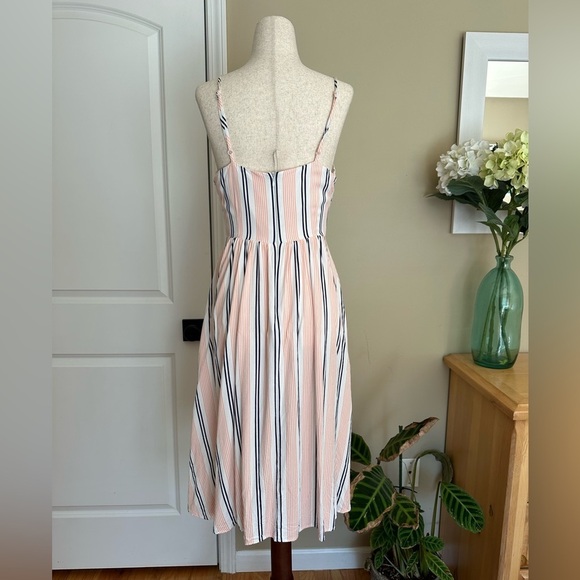 BB Dakota Salmon Navy & White Striped Sundress size Small - Picture 3 of 7